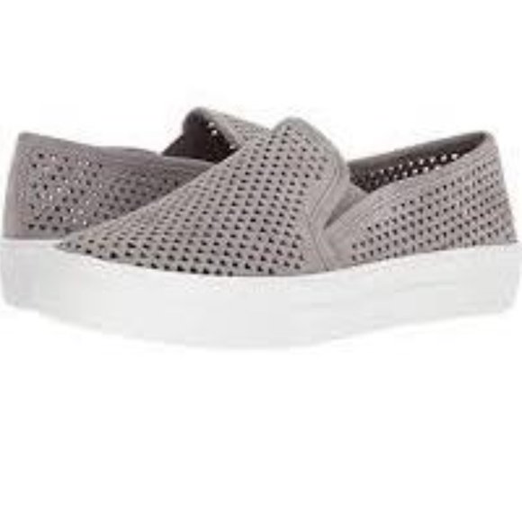 Steve Madden Shoes - Steve Madden "Odonna" Slip-On Cut-Out Pattern Sneakers in Gray Suede, Size 9